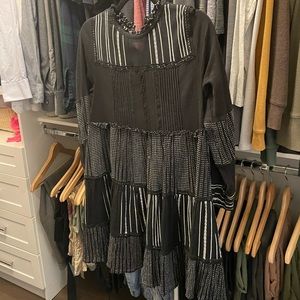 ZARA WOMAN Boho Dress in Black & White - Size Medium